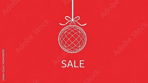 Elegant christmas sale banner featuring a delicate ornament on a bold red backdrop