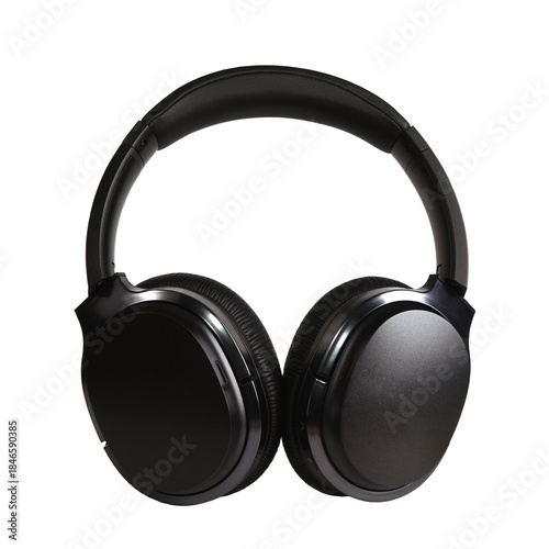 Modern wireless headphones in black on an isolated background