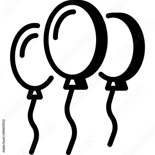 Celebration Ballons, Happy Birthday Holiday, Vector Icon