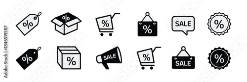 Sale And Discount Icons For Retail vector illustration
