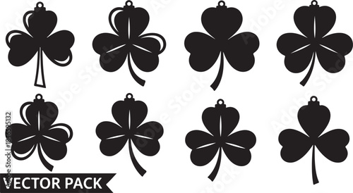 Black clover leaf vector icons for St. Patrick's Day design