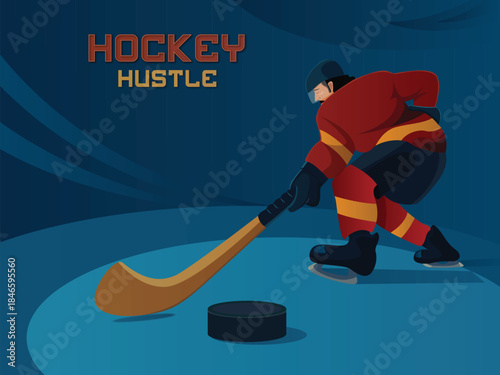 Dynamic Hockey Player Illustration – Ice Sports Action Art for Branding & Design