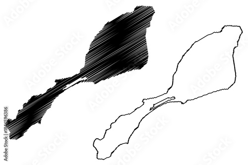 Jan Mayen island (Kingdom of Norway) map vector illustration, scribble sketch Jan Mayen map