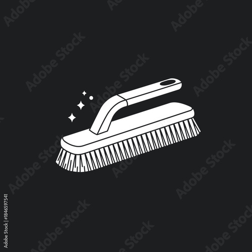 Clean brush with handle for scrubbing surfaces and removing dirt effectively.