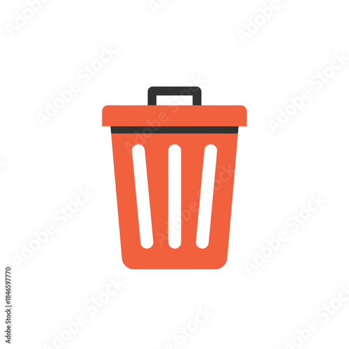 Orange Trash Can Icon with Handle and Slits.