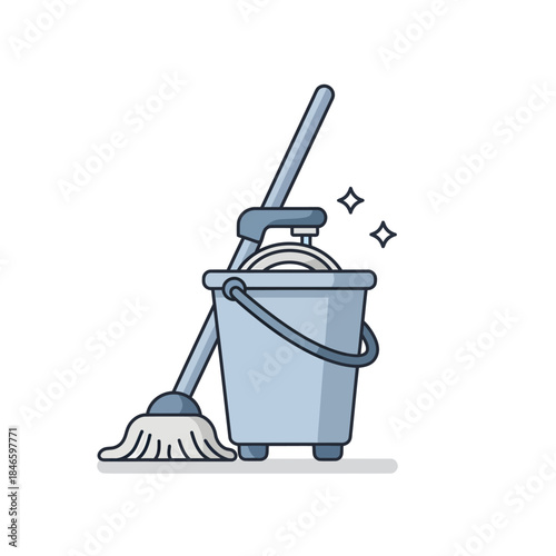 Mop and Bucket Cleaning Tools for Household Chores.