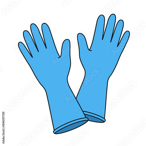 Pair of blue rubber gloves for protection and hygiene purposes.