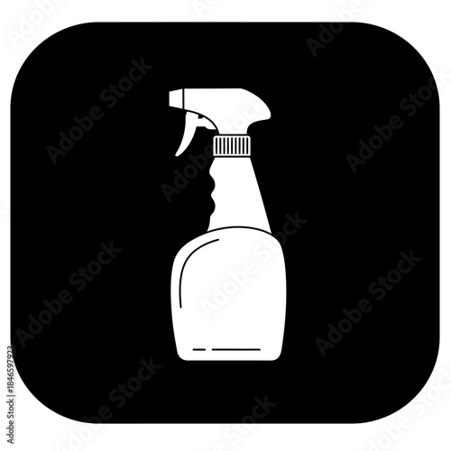 White silhouette of a spray bottle on a black background.