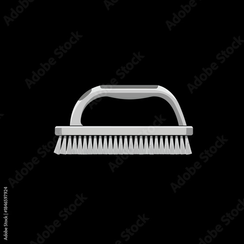White Scrub Brush with Handle for Cleaning Tasks.
