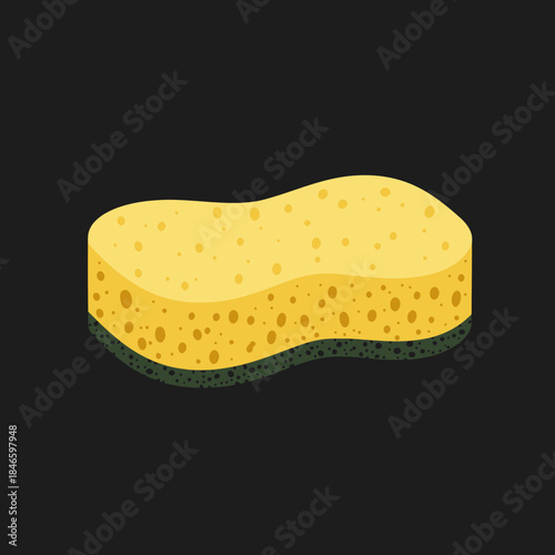 Yellow porous cleaning sponge with a dark abrasive layer.
