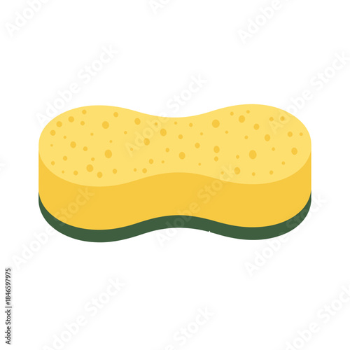 Yellow Sponge with Green Base for Cleaning and Washing.