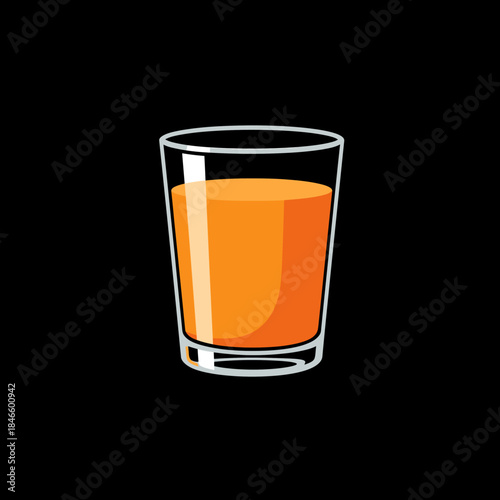 A refreshing glass of orange juice on a black background.