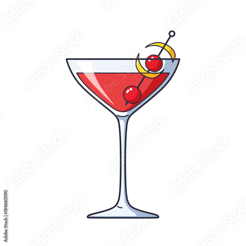 Elegant red cocktail in a martini glass with cherry garnish.