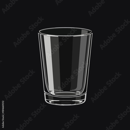 Realistic empty transparent drinking glass vector illustration.
