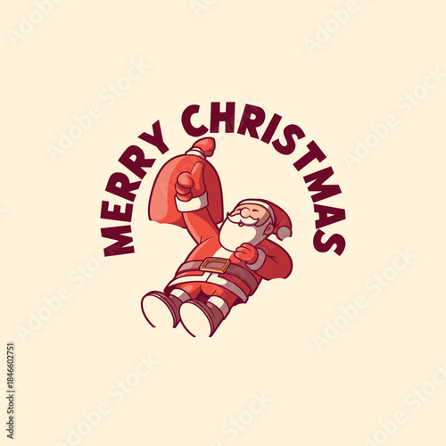 Funny Santa Claus Laying on the floor vector illustration. Holidays, seasonal design concept.