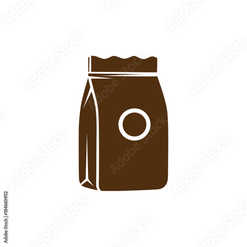 Minimalist Illustration of a Coffee Bag with a Simple Design for Branding or Packaging
