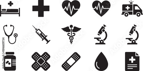 Medical icons for healthcare and wellness services