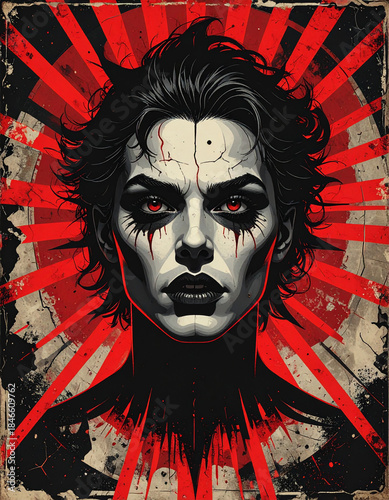 Crimson Gaze A Striking Graphic Portrait