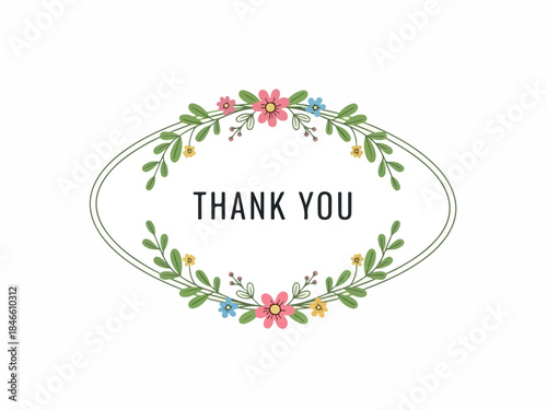 Thank You Floral Frame Illustration Elegant Design for Gratitude