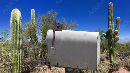 American post box in the saguaro national park, Arizona, USA 