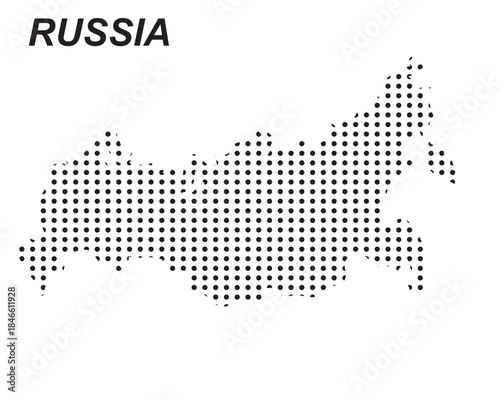 Russia Map Vector, Eurasia Country Dotted Pattern Black and White Shapes, Russia Infographic Template, Editable EPS Russia Geography