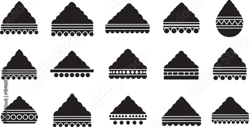 Black and white sombrero hat vector graphics set