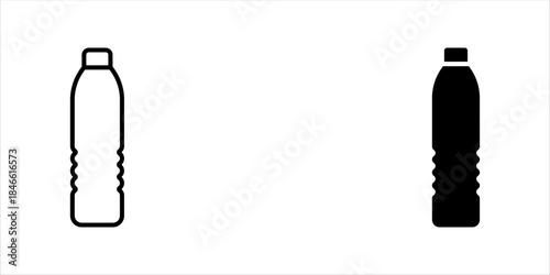 Water bottle icons set in solid black and stroke line style Vector illustration, eps10.