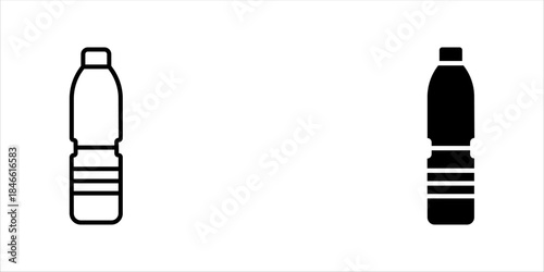 Water bottle icons set in solid black and stroke line style Vector illustration, eps10.