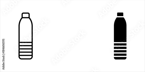 Water bottle icons set in solid black and stroke line style Vector illustration, eps10.