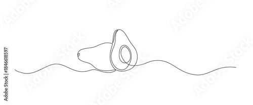 Avocado one line Icon, Continuous single minimal outline drawing avocado, Sketch and Doodle Design.