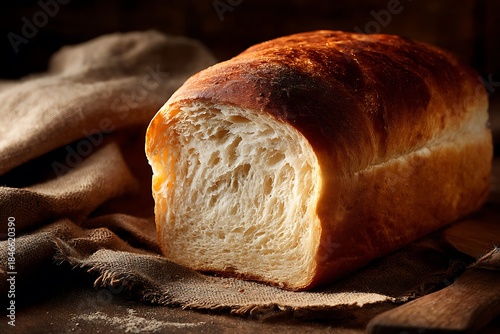fresh bread on wooden table