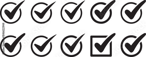 Collection of checkmark icons for approval and confirmation