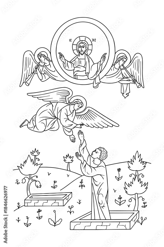 Fototapeta premium The Nicene Creed. Coloring page. Part 11 