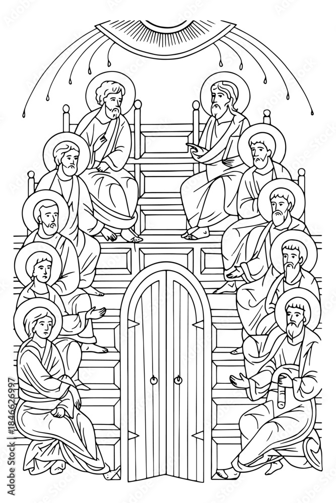 Obraz premium The Nicene Creed. Coloring page. Part 8 
