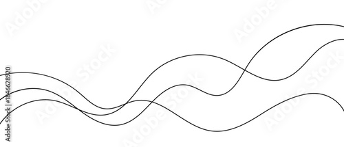 Abstract wavy line pattern in black and white. Curved doodle chaotic vector illustration