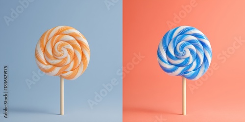 playful blue and white striped lollipop
