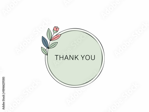 Gratitude Circle Minimalist Thank You Design with Floral Accents