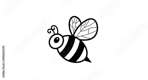 Whimsical bee illustration with bold lines and charming details evoking a sense of nature