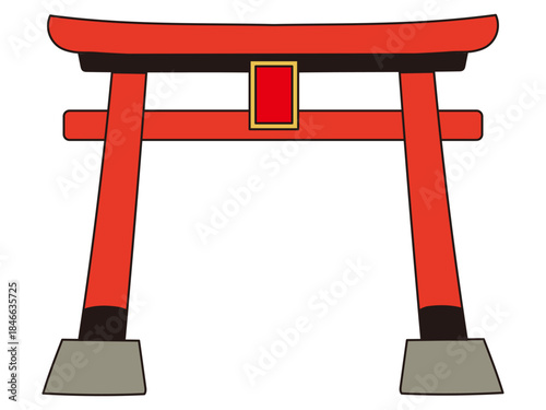 Japanese Torii Gate Vector Illustration – Shinto Shrine Symbol