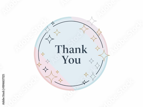 Thank You Circle with Abstract Geometric Patterns and Sparkles