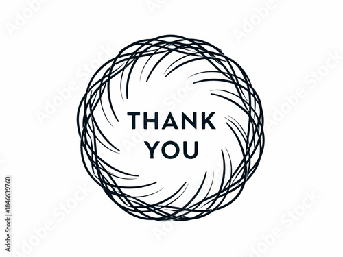Thank You Text Design with Abstract Circular Frame, Graphic Illustration