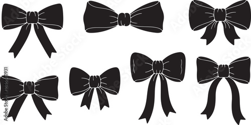 Black Bows Isolated on White Background