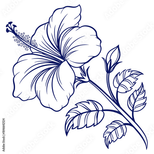 hibiscus blue satin with leaves