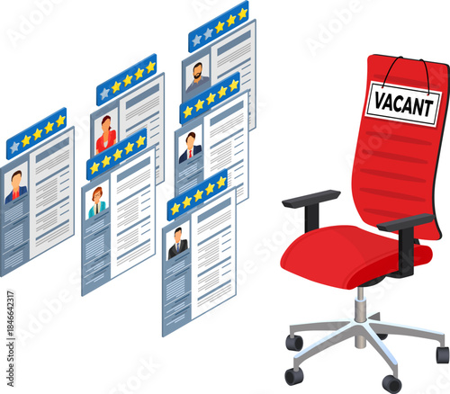 Isometric Job Agency Employment and Hiring Concept