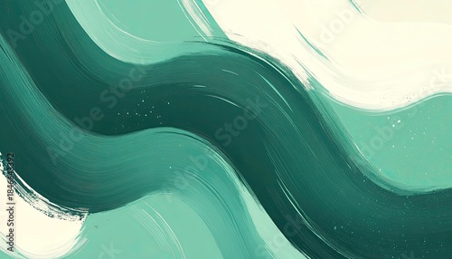 Abstract teal and green brush stroke background 