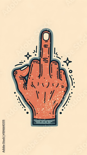 Middle Finger Gesture Hand Illustration.