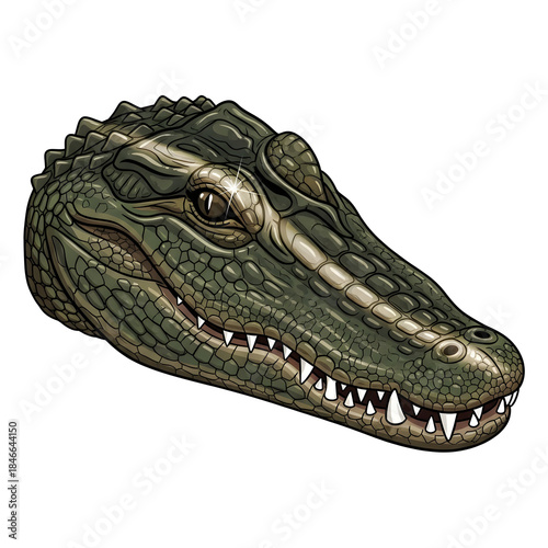 Crocodile Head with Sharp Teeth Illustration.