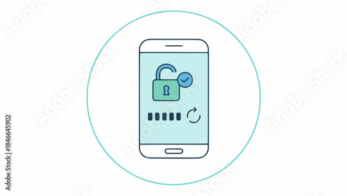 Digital smartphone icon with remote control button for technology, communication, and business network illustration