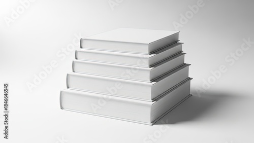 stack of books on white background