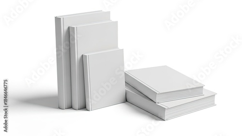 stack of books on white